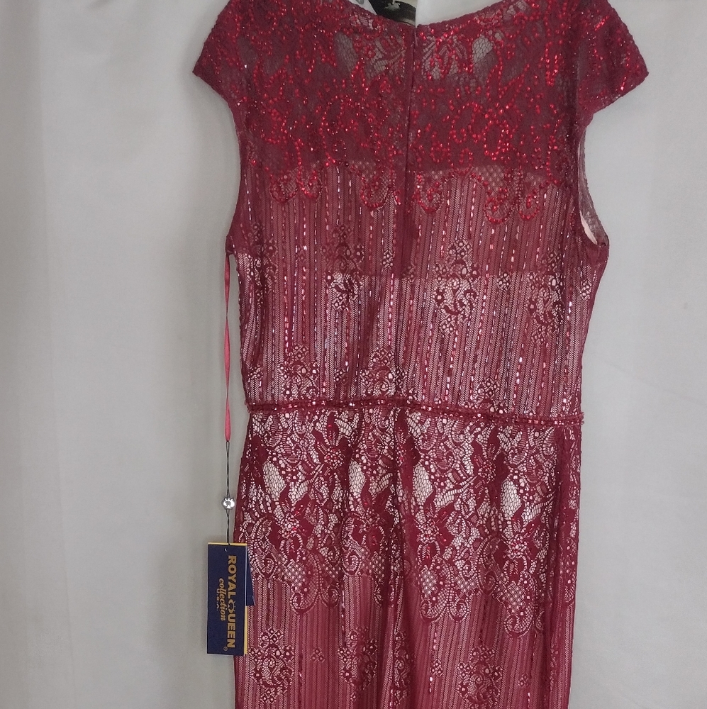 Long Burgundy/nude Royal queen collection dress size 18